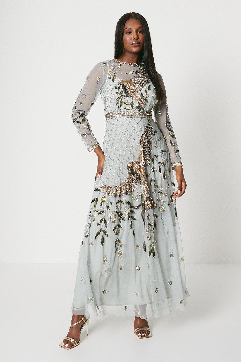 The Collector Hand Embellished Maxi Dress - Sage