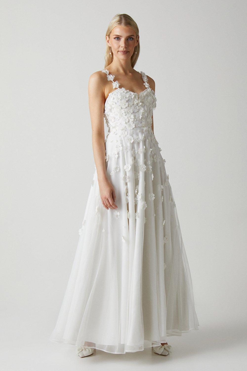 Blossom Floral Full Skirted Wedding Dress - Ivory
