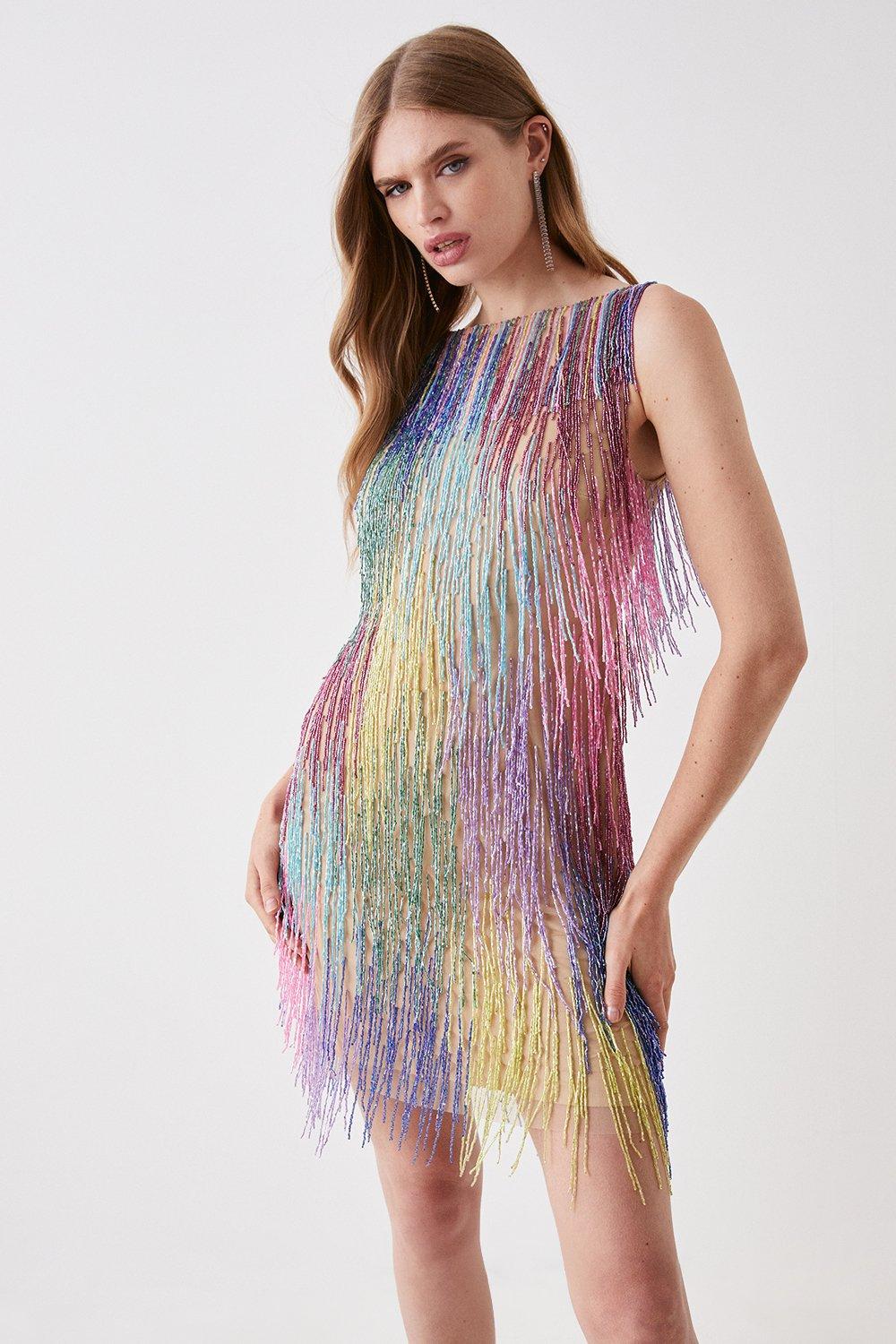 Multi coloured fringe on sale dress