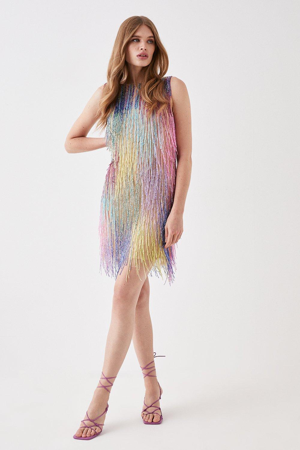 Rainbow hot sale tassel dress