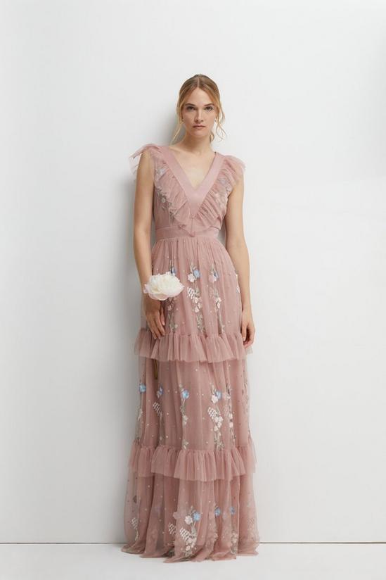 Coast Meadow Floral Embroidered Maxi Bridesmaids Dress 1