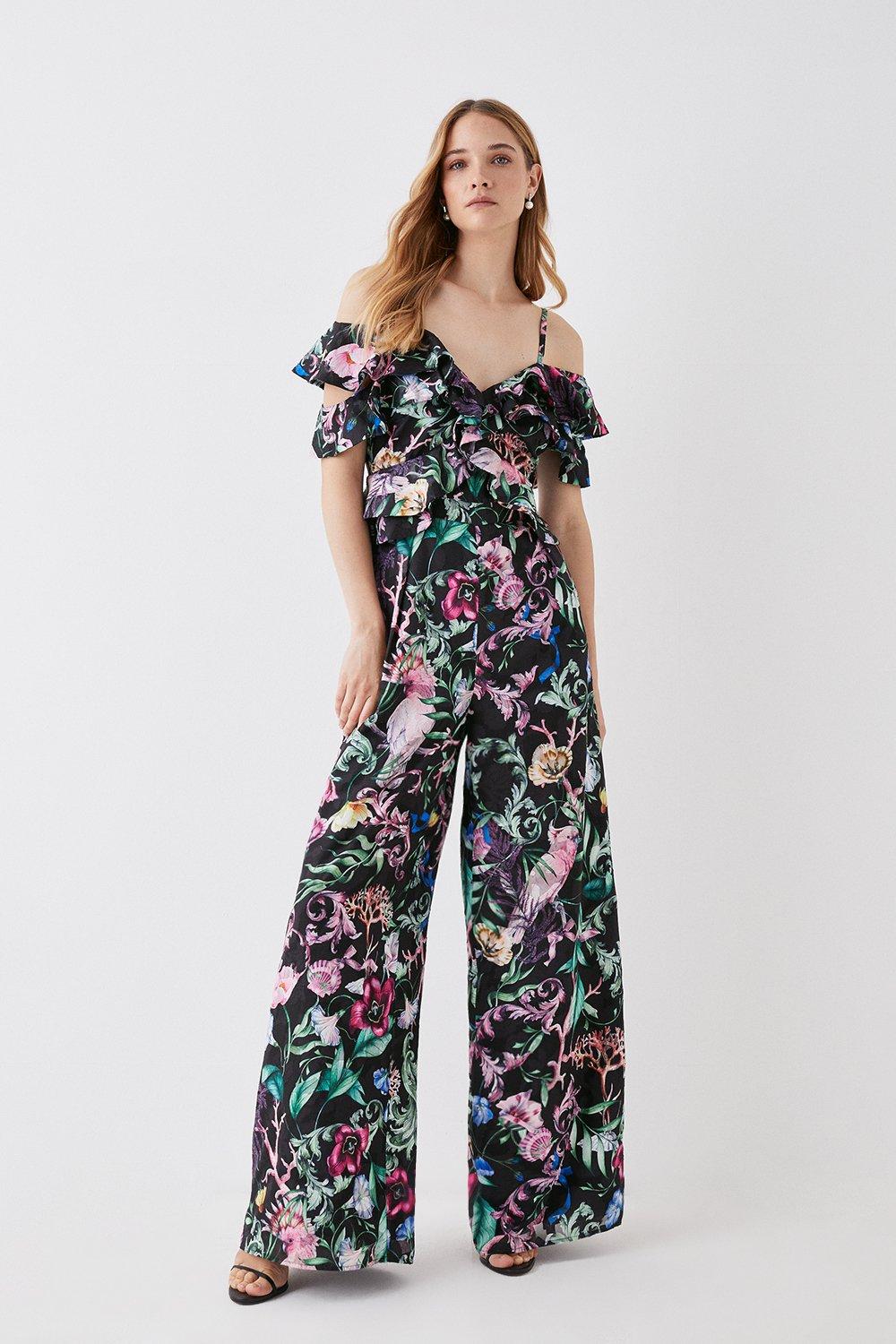 The Collector Frill Top Wide Leg Jumpsuit - Black