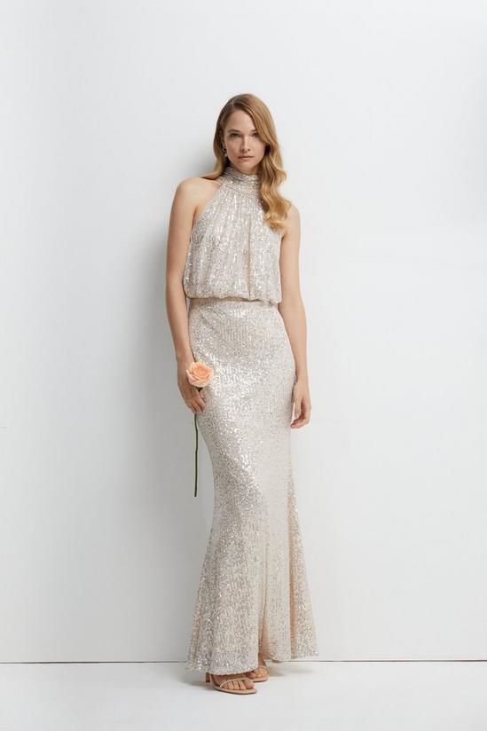 Coast Halterneck Sequin Bridesmaids Maxi Dress 1