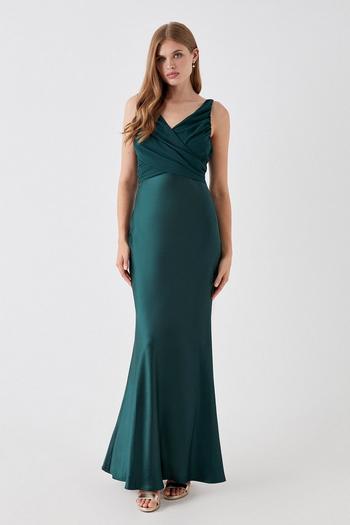 Related Product Chiffon Satin Bridesmaids Maxi Dress With Tie