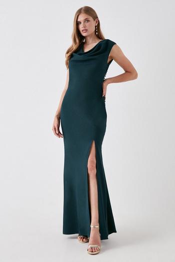 Related Product Cowl Neck Satin Back Crepe Bridesmaids Maxi Dress