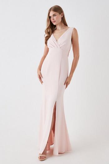 Related Product Tie Back V Neck Bridesmaids Maxi Dress