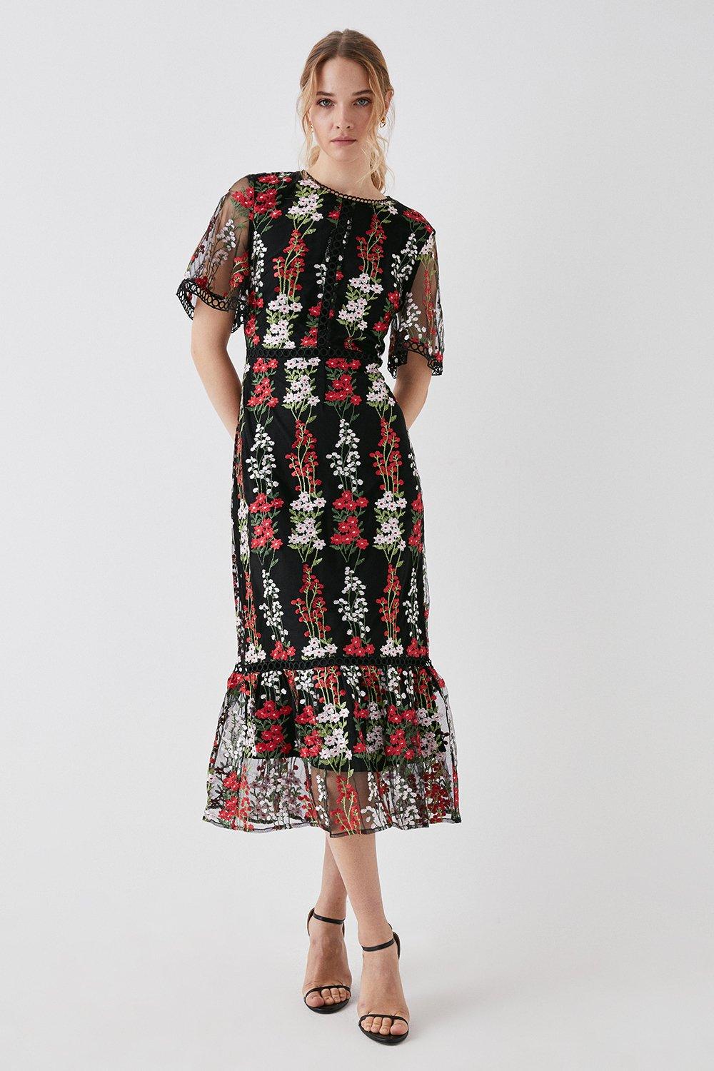 Midi dress outlet embroidered