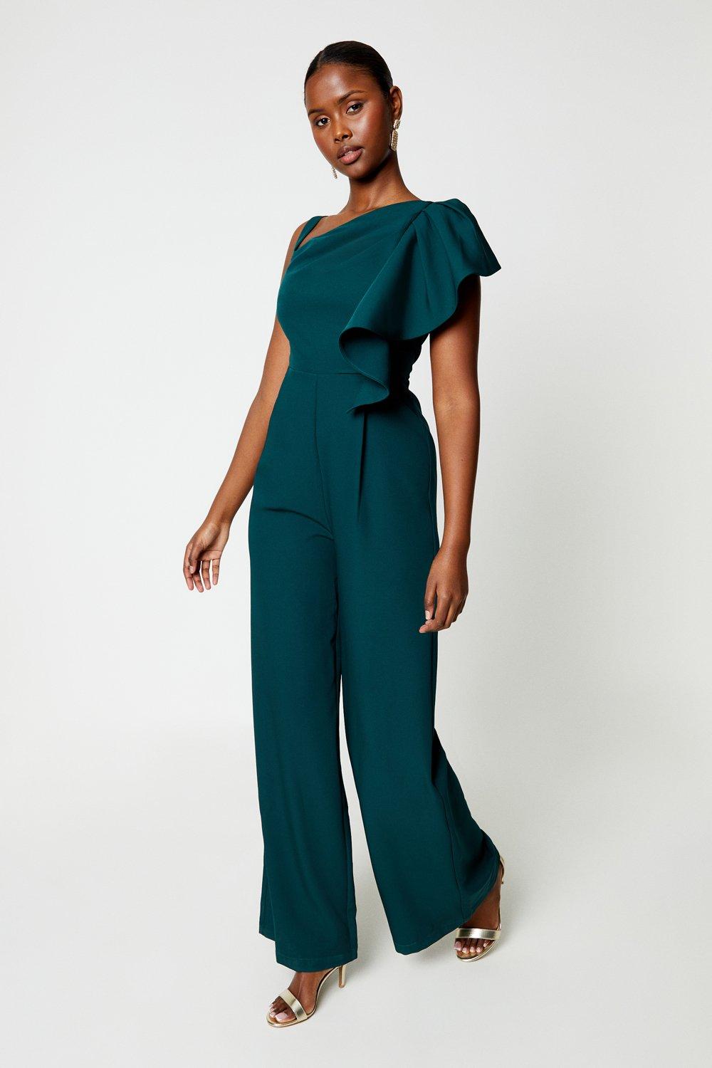 Ralph lauren ruffle one shoulder jumpsuit on sale