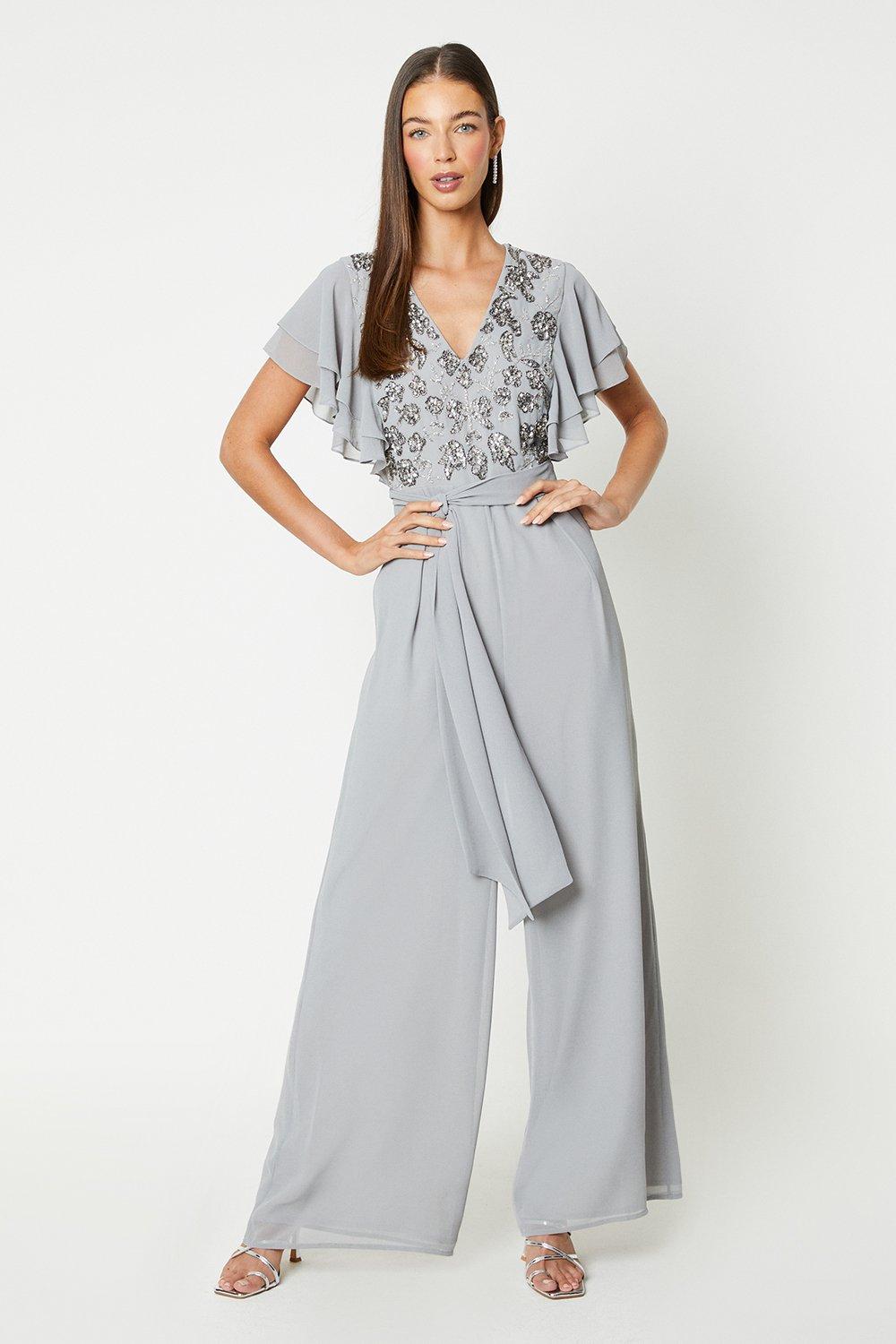 Together Bead Embellished Wide Leg Jumpsuit  Jumpsuit outfit wedding,  Embellished jumpsuit, Jumpsuit elegant