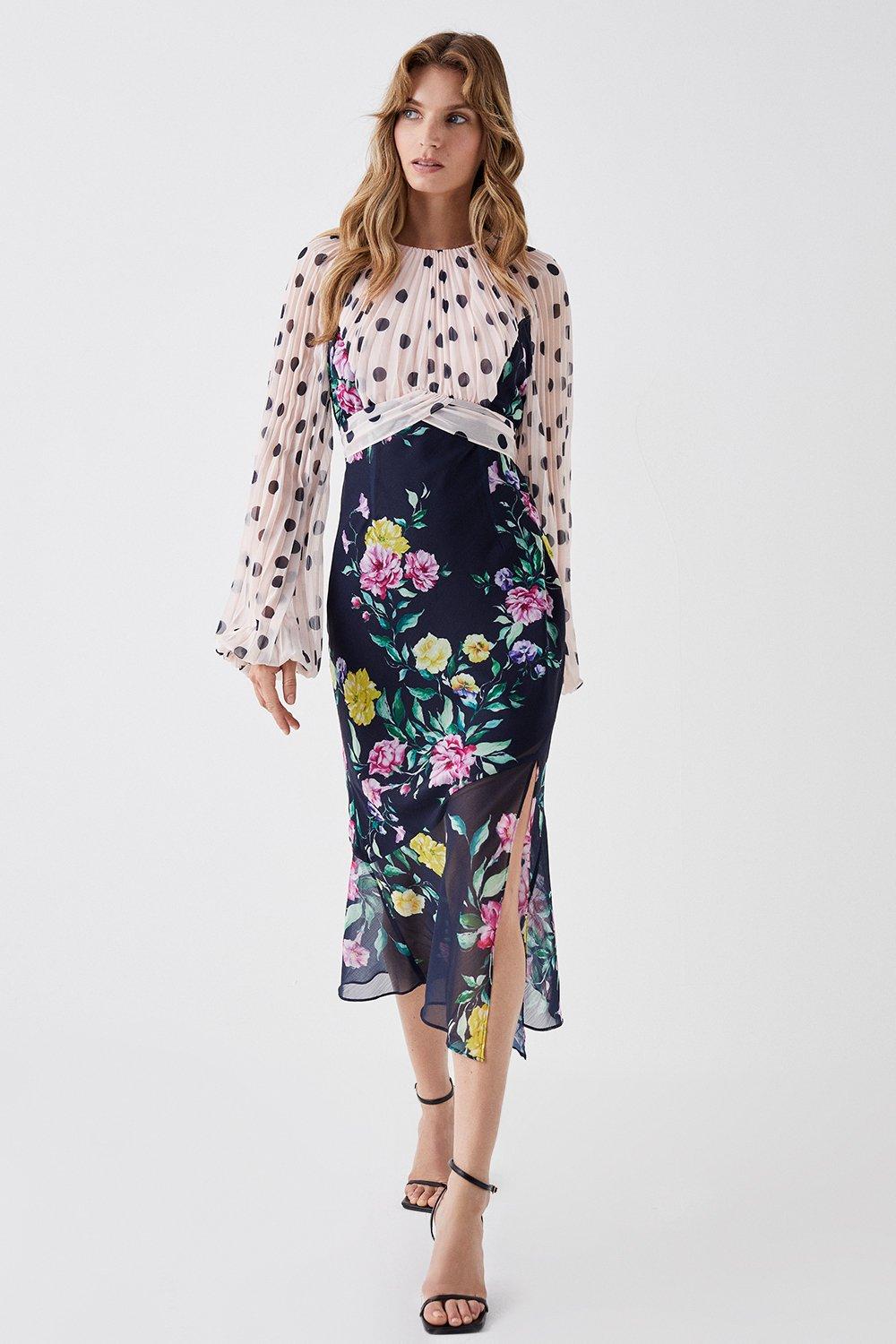 Coast bailey print outlet pleated dress
