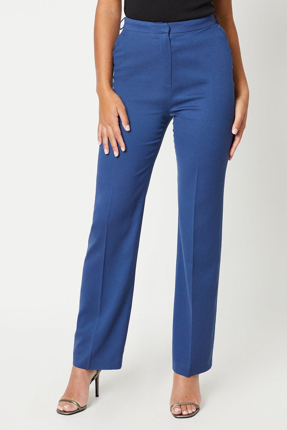 Julie Kuyath Straight Leg Tailored Trouser - Slate Blue
