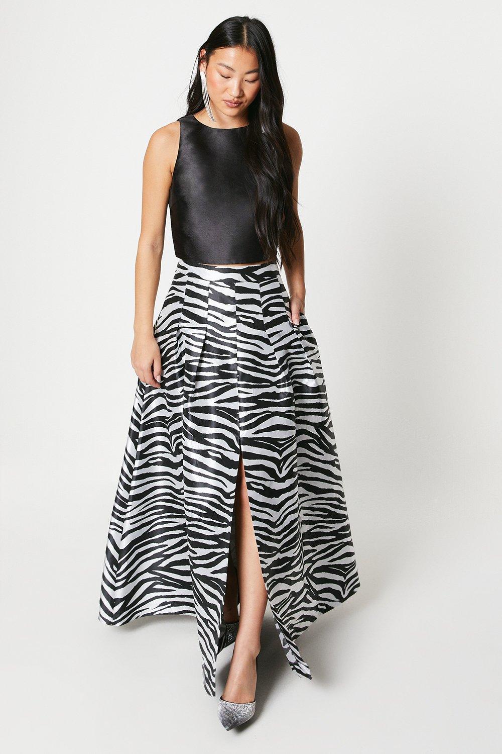 Petite Zebra Jacquard Maxi Skirt - Mono
