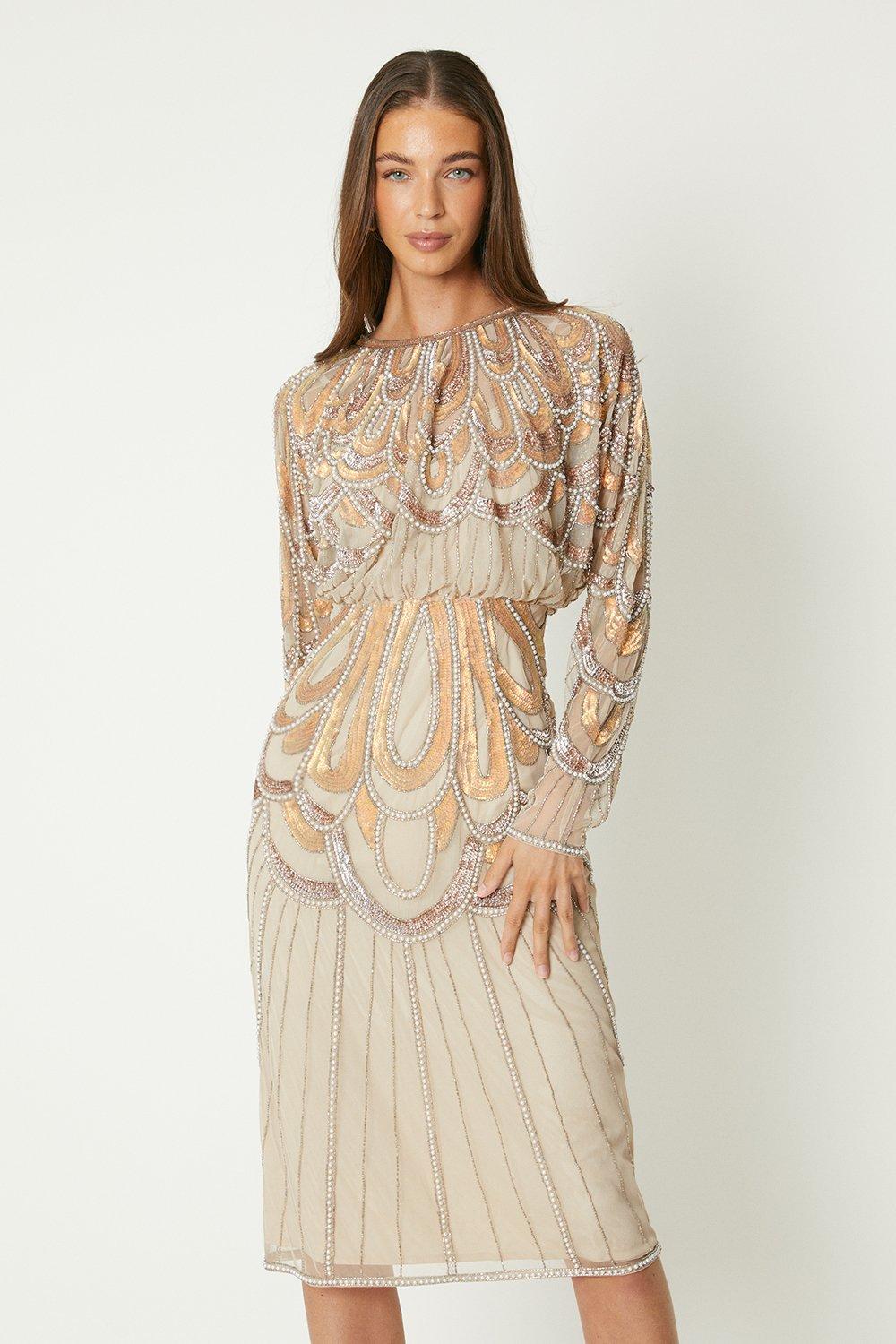 Beaded midi outlet dress