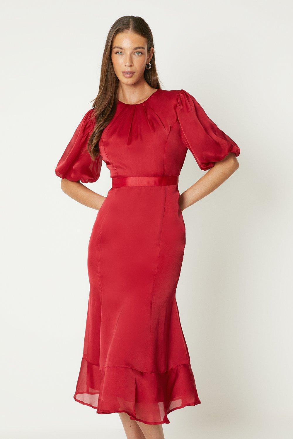 Fluted hem sale midi dress