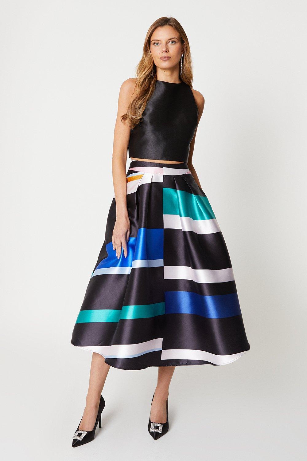 Twill Midi Skirt - Stripe
