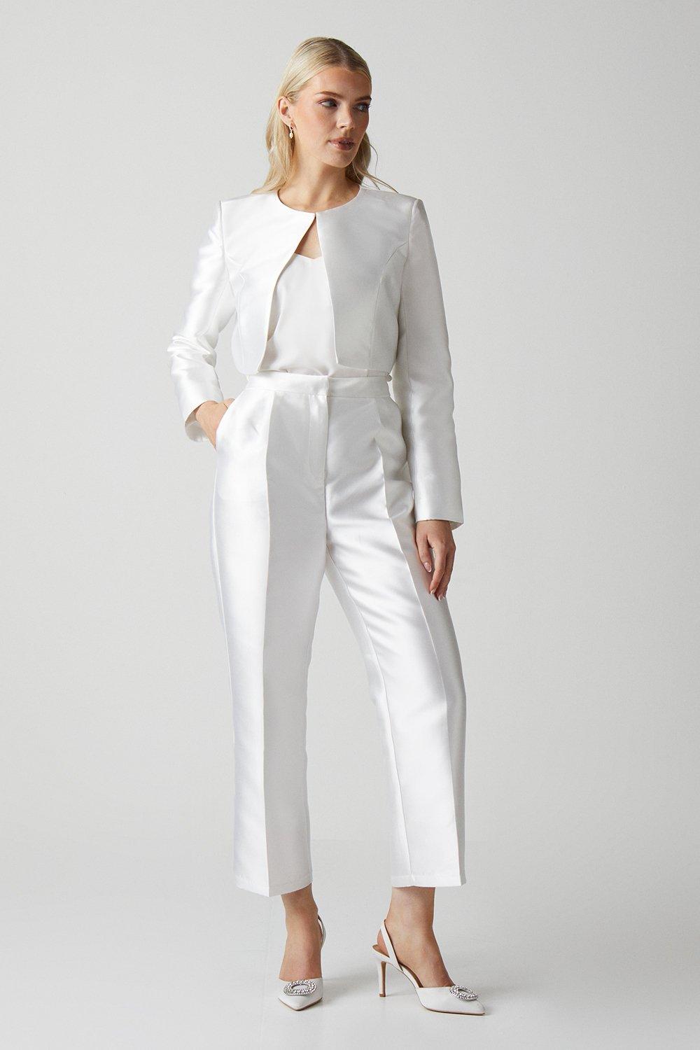 Twill High Waisted Bridal Trouser - Ivory