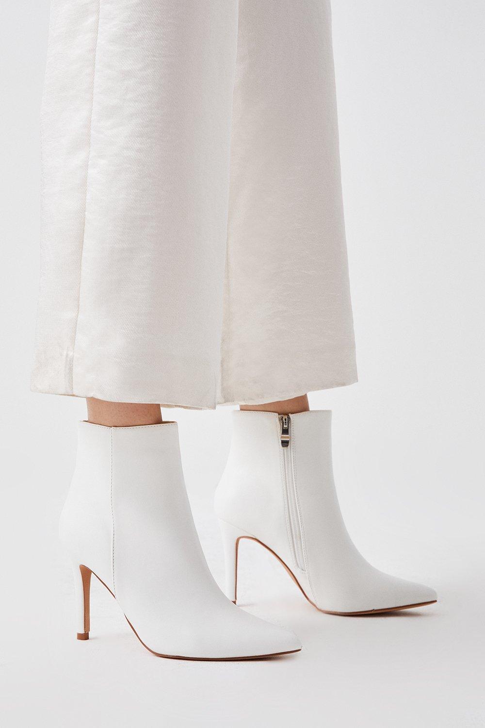 Kitten heel best sale white ankle boots