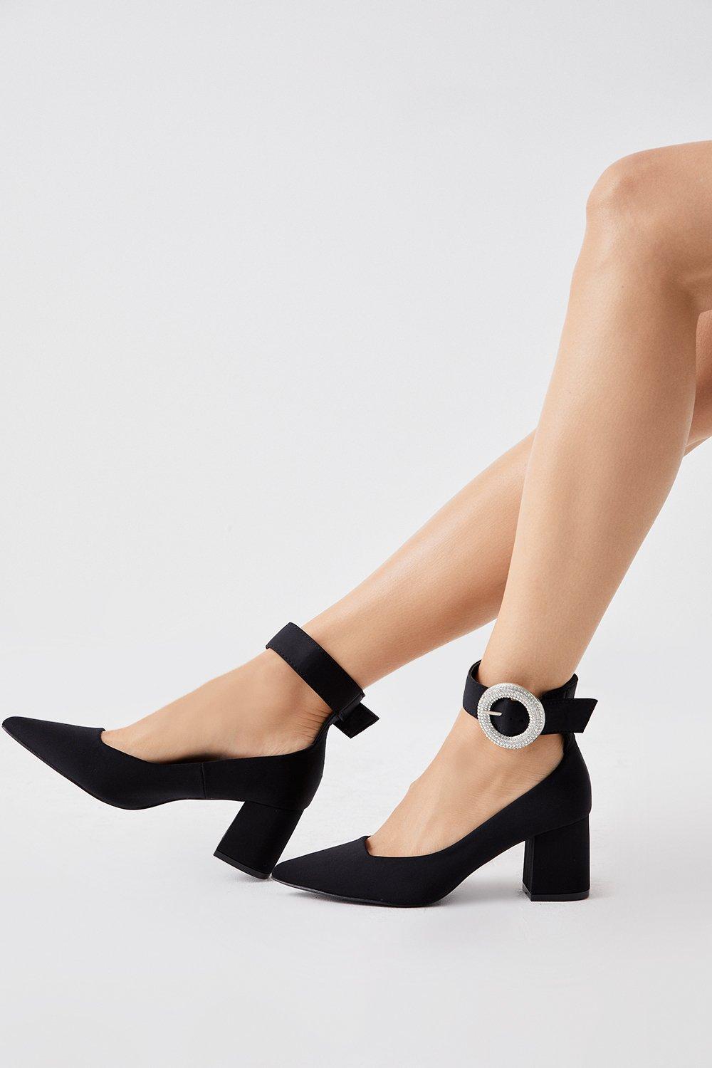 Diamante block sales heel shoes