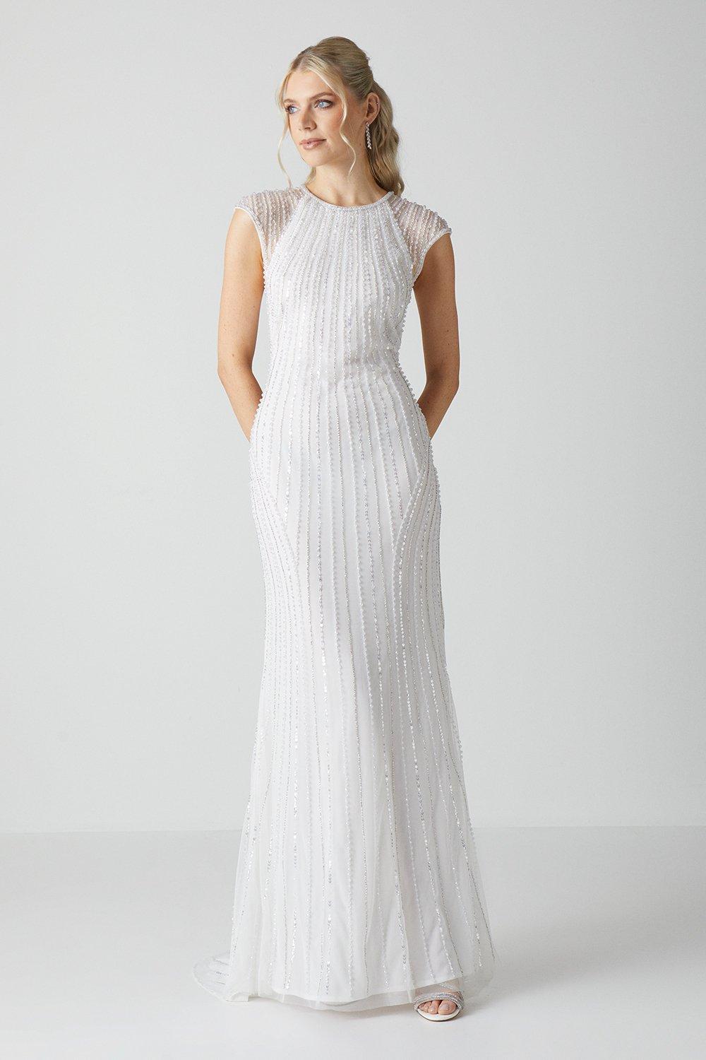 Dresses | Embellished Cap Sleeve Linear Embellished Wedding Dress | Coast