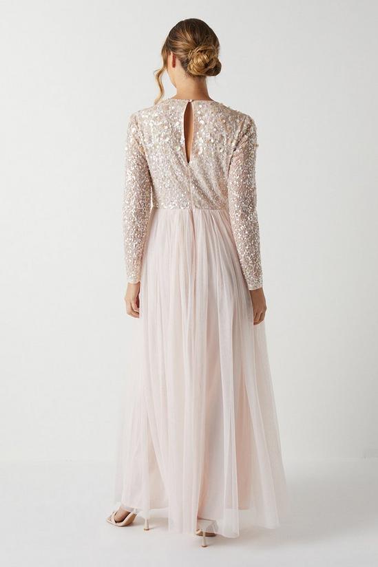 Coast 3d Floral Embellished Long Sleeve Bridesmaid Maxi Dress 4
