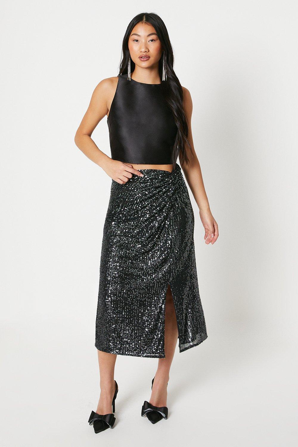 Black sequin skirt clearance xl