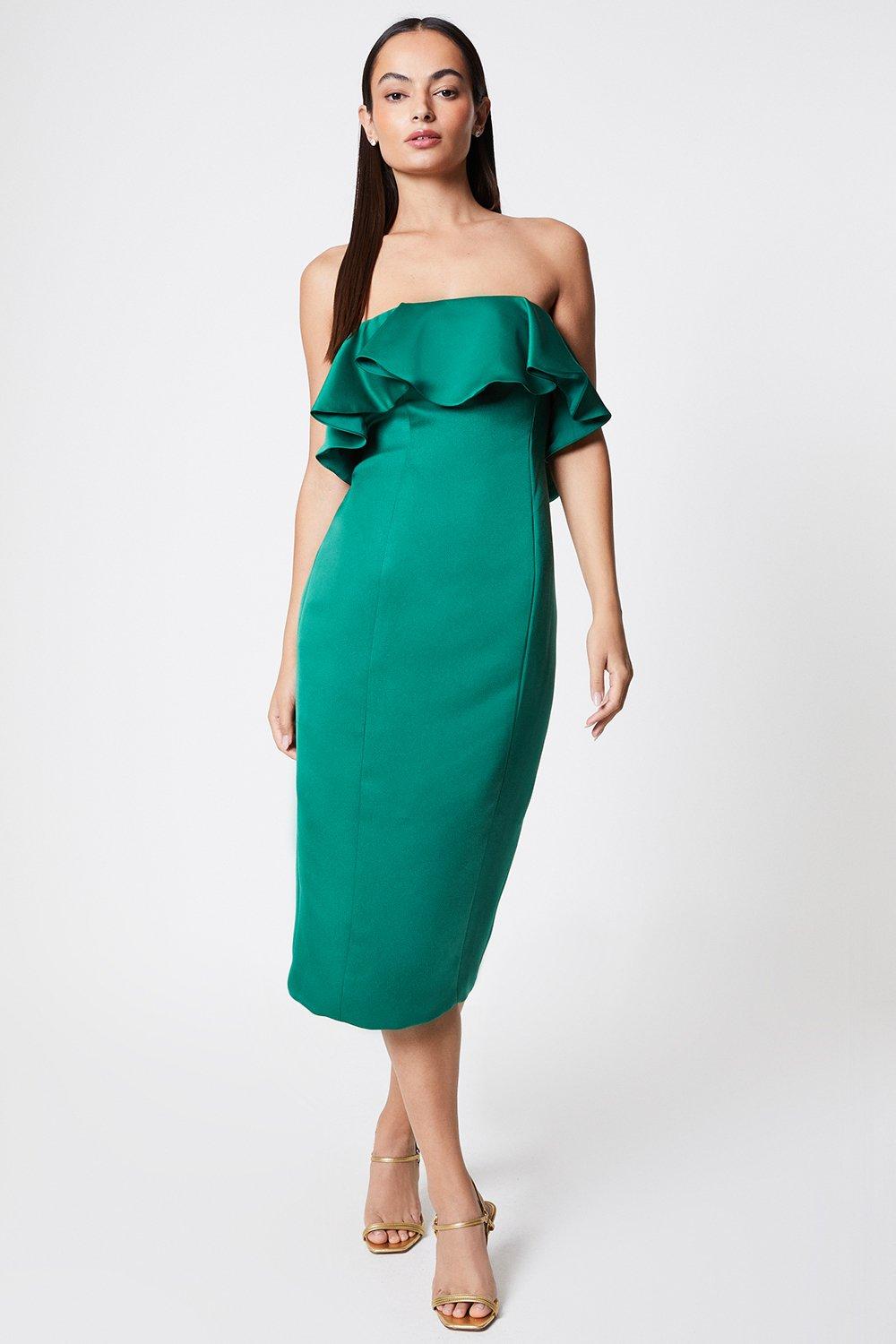 Ruffle Bandeau Dress - Green