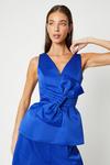 Coast Bow And Pleat Structured Satin Peplum Top thumbnail 1