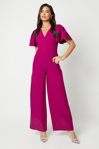 Ready to Impress Hot Pink Strapless Tie-Front Wide-Leg Jumpsuit