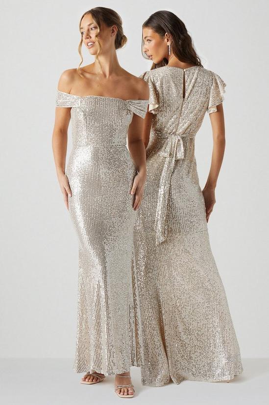 Coast Sequin Bardot Bridesmaids Maxi Dress 1