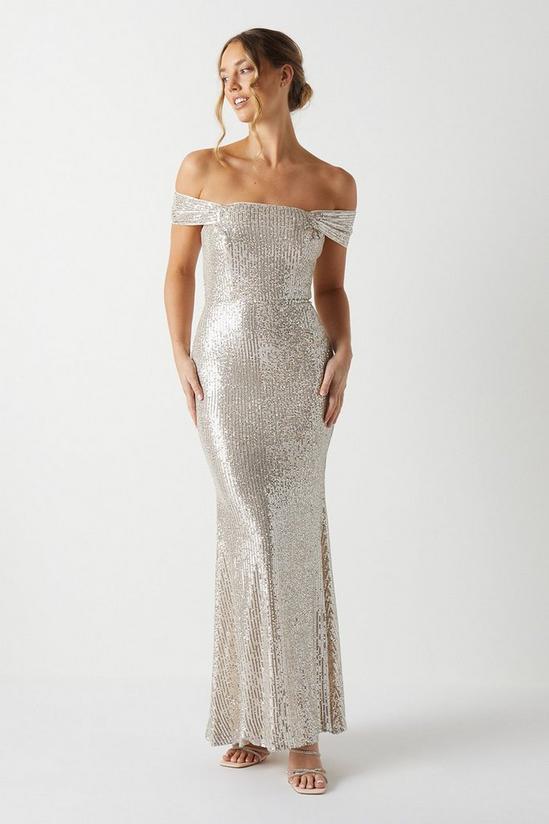 Coast Sequin Bardot Bridesmaids Maxi Dress 2