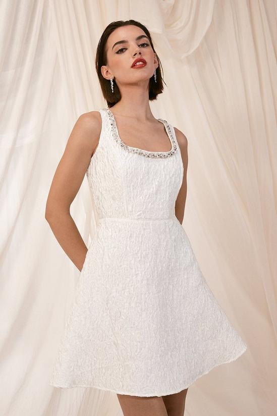 Coast Jacquard Full Skirted Mini Dress With Jewel Trim 2