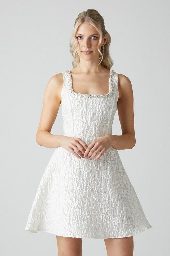Coast Jacquard Full Skirted Mini Dress With Jewel Trim 3