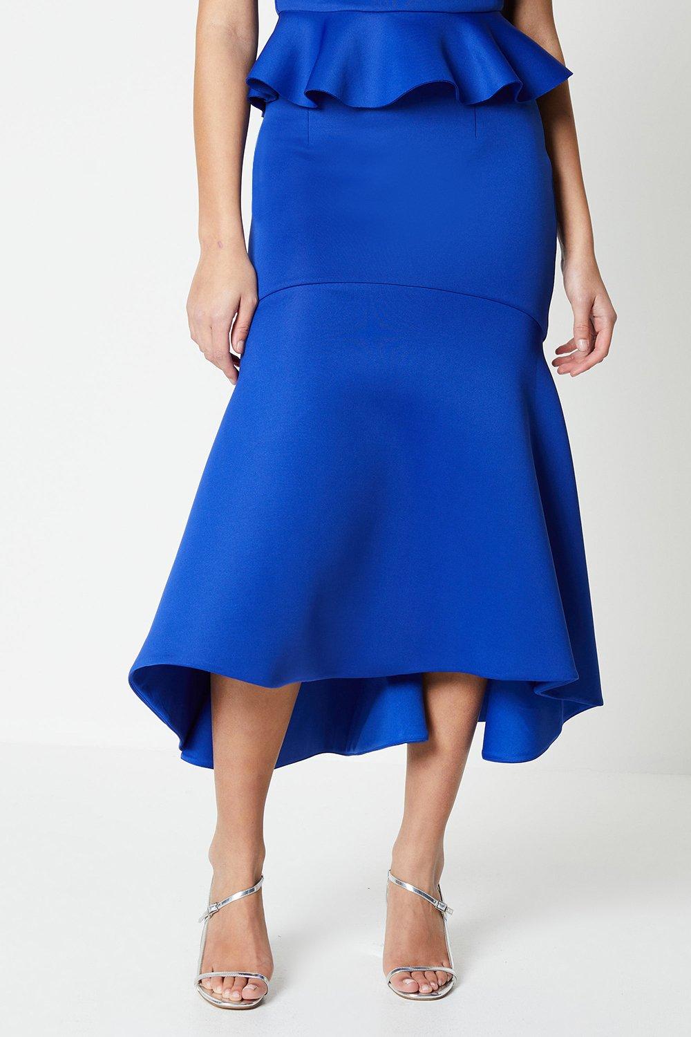 Scuba Peplum Skirt - Blue