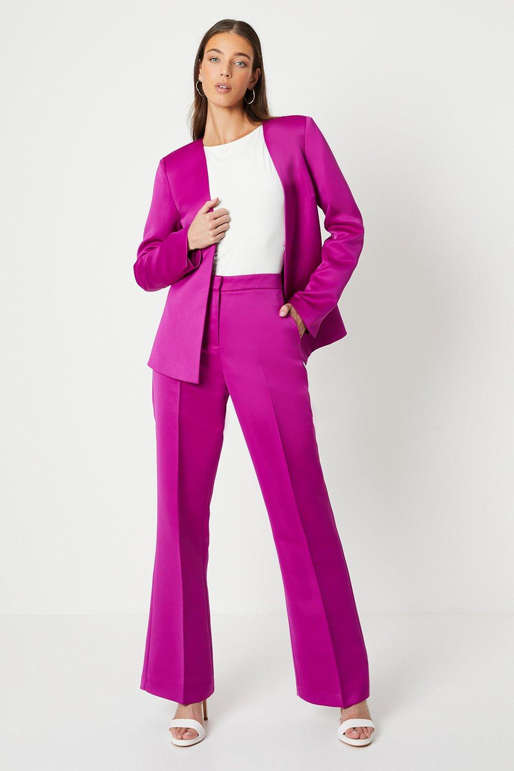 Tailored Satin Trouser - Pink