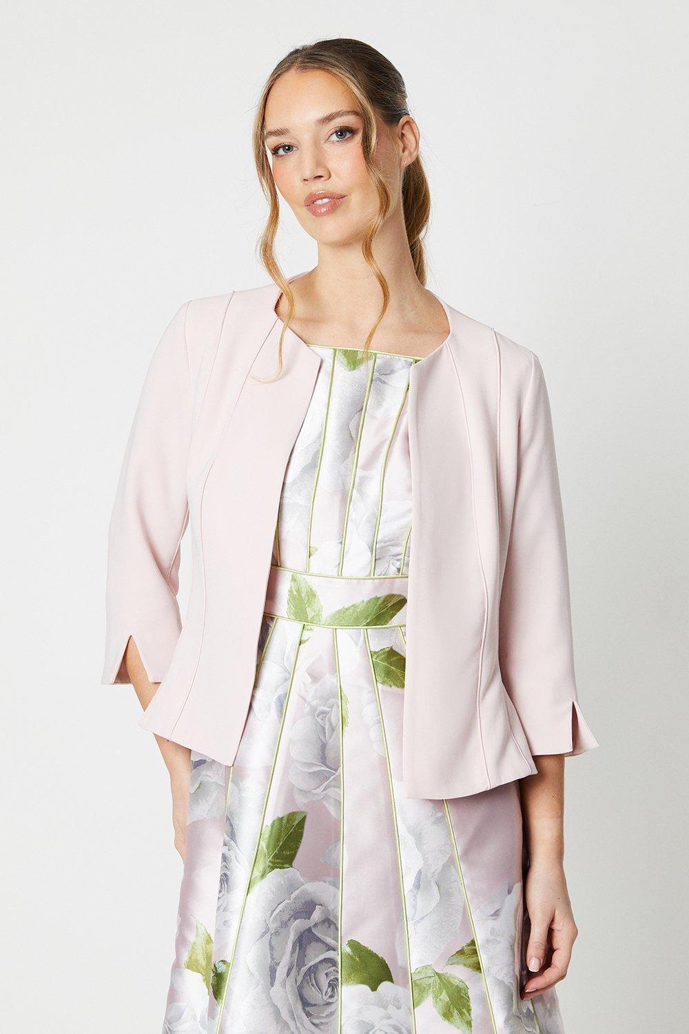 Crepe Tailored Jacket With Piped Seams - Pink