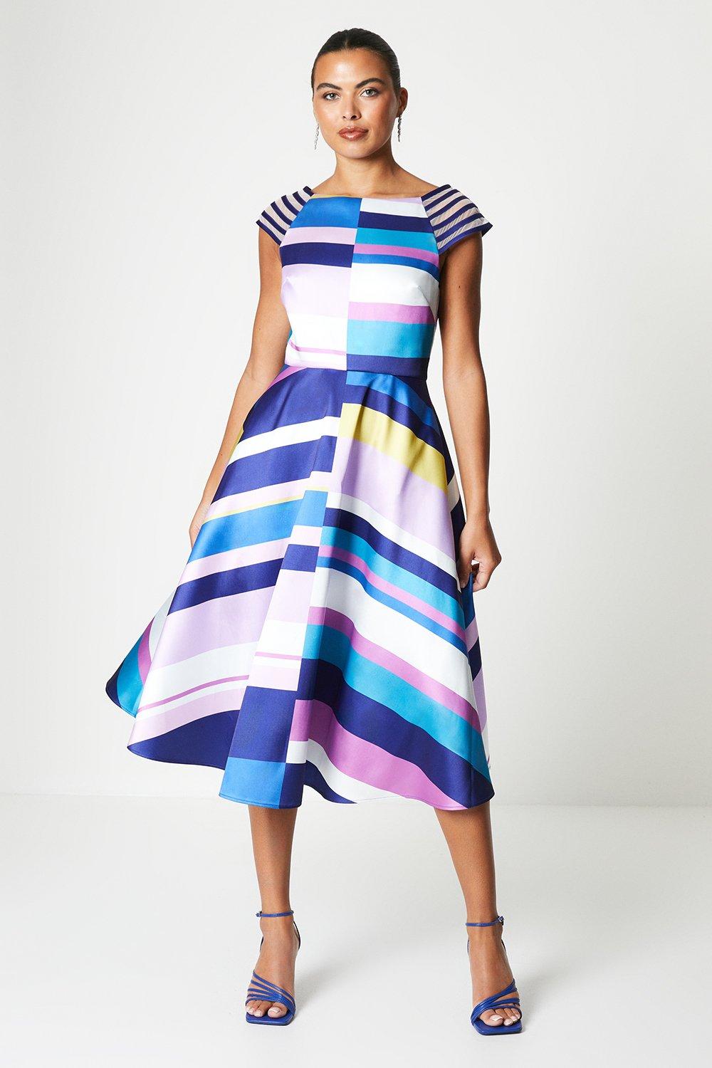 Twill Strap Dress In Stripe Print