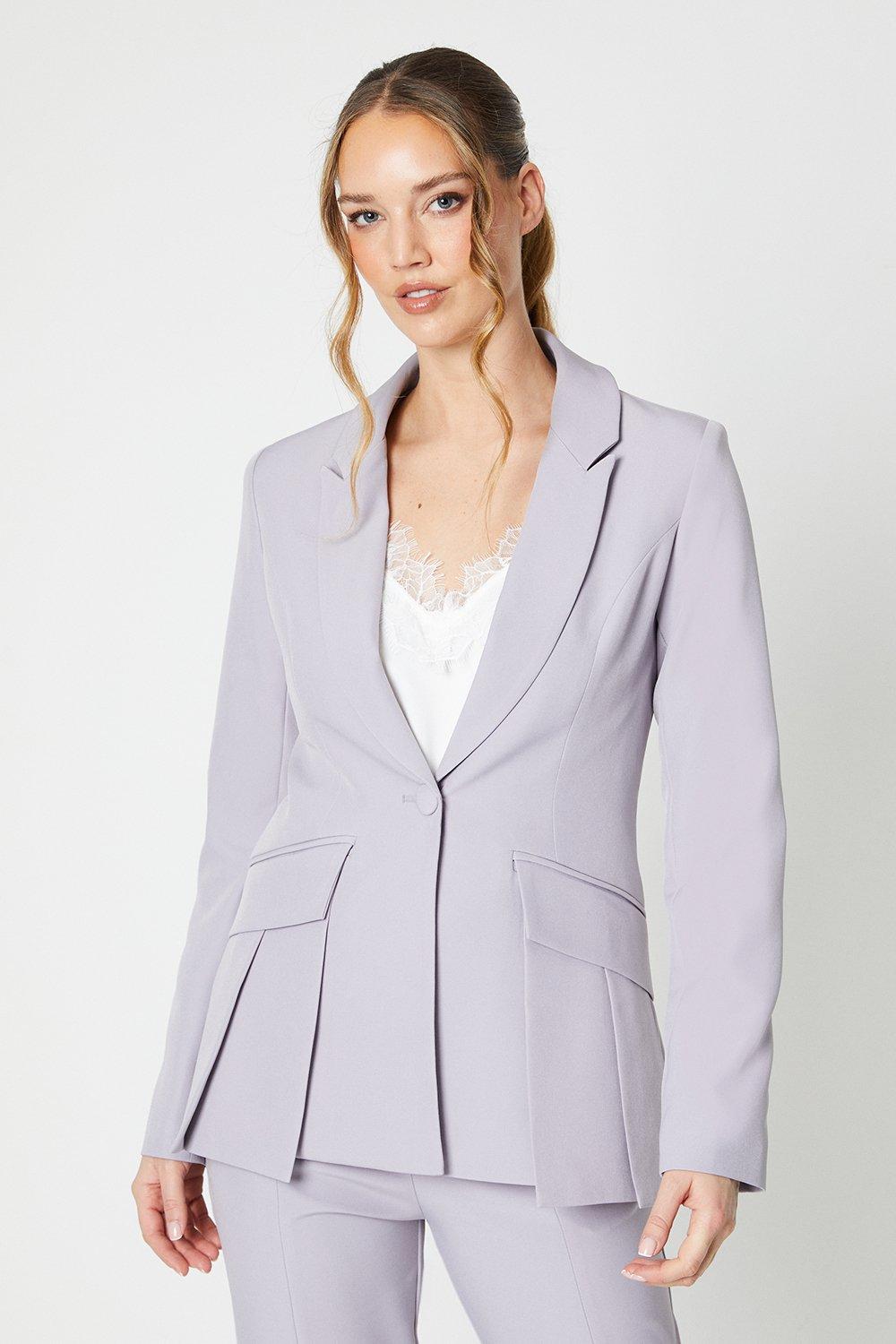 Fitted Blazer With Pocket Detail - Lilac Haze