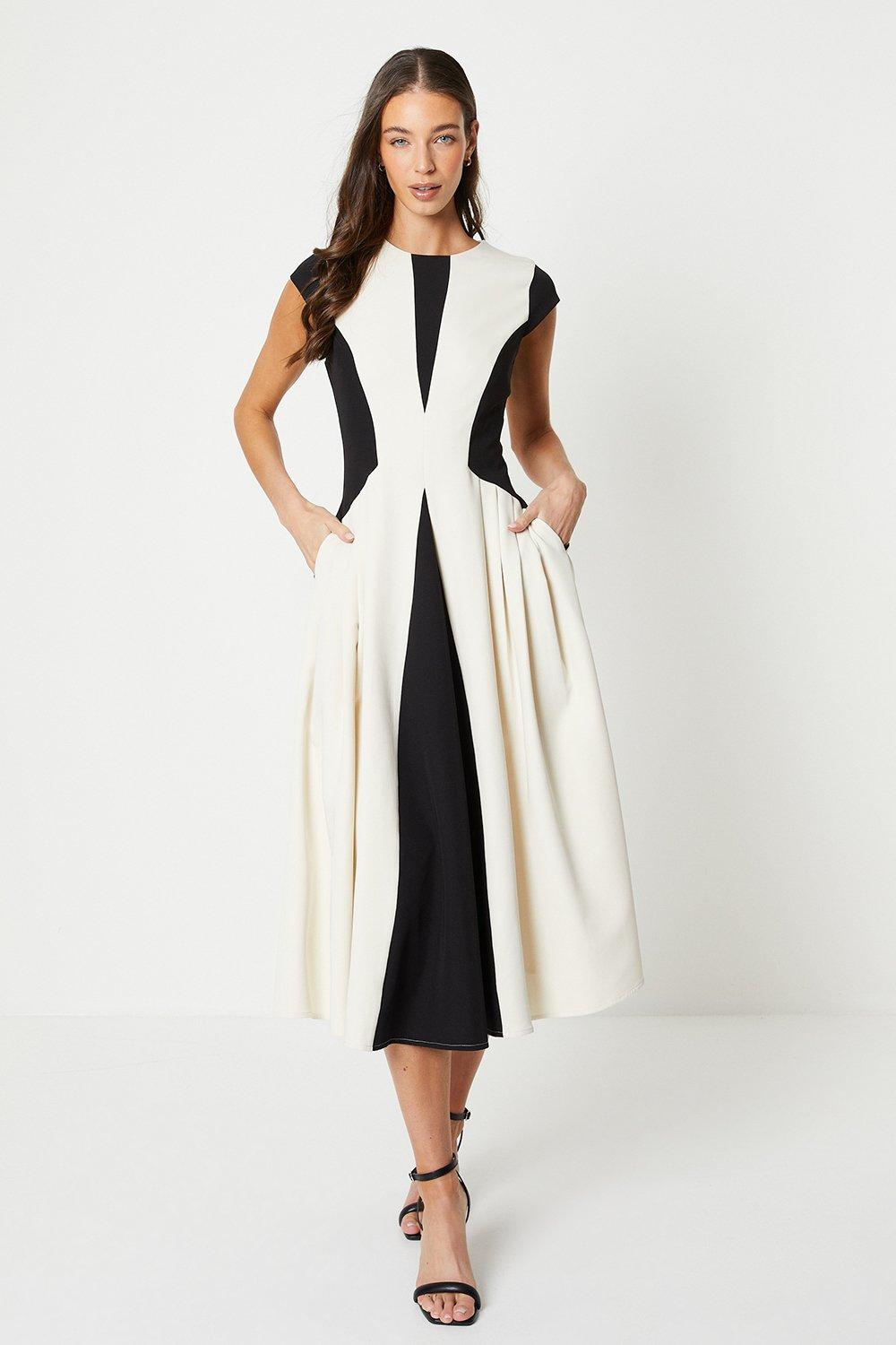 Coast rockafella colour block cheap pleated dress