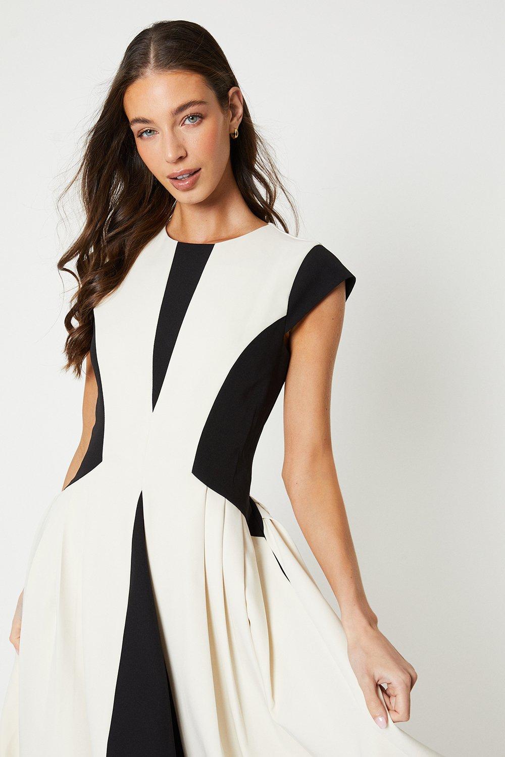 Coast rockafella colour store block pleated dress