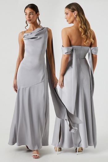 Related Product Drape Detail Bias Cut Satin Bridesmaids Dress