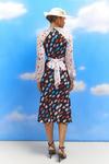 Coast Lisa Tan Mixed Print Chiffon Top Satin Skirt Midi Dress thumbnail 3
