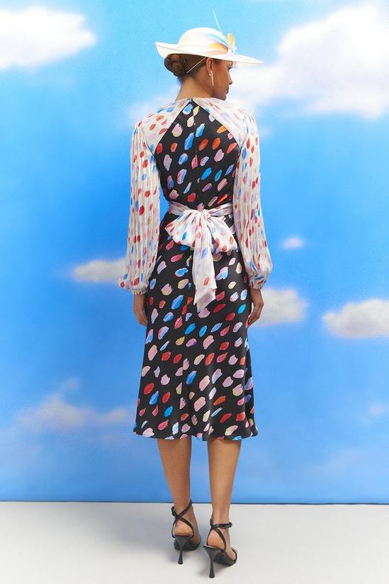 Coast Lisa Tan Mixed Print Chiffon Top Satin Skirt Midi Dress 3