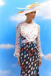 Coast Lisa Tan Mixed Print Chiffon Top Satin Skirt Midi Dress thumbnail 4