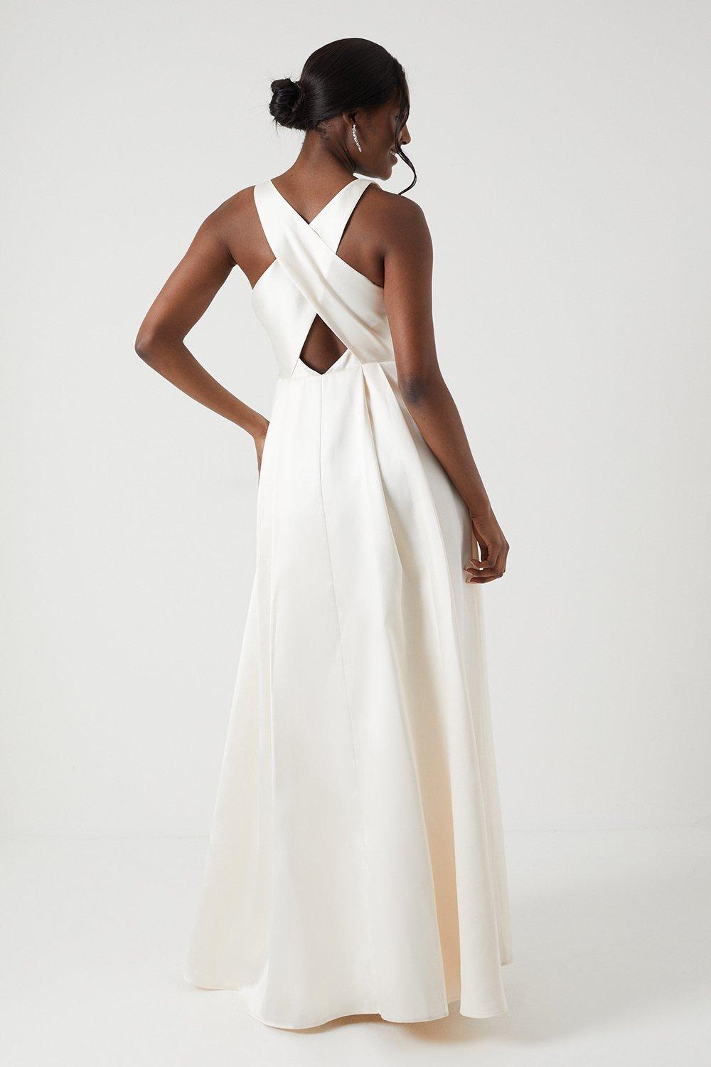 ASOS DESIGN halter backless maxi wedding dress - WHITE