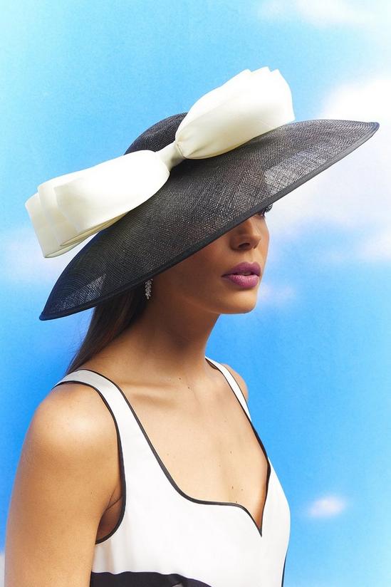 Coast Lisa Tan Contrast Satin Bow Wide Brim Hat 1