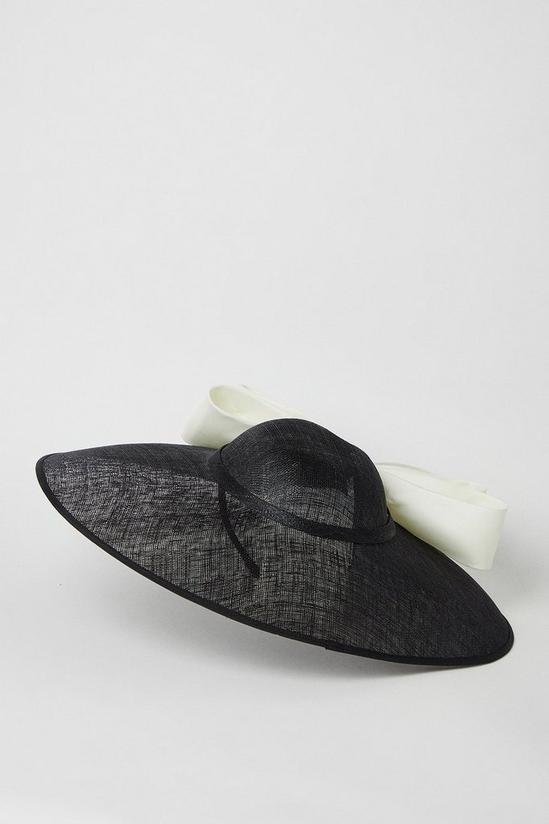 Coast Lisa Tan Contrast Satin Bow Wide Brim Hat 2