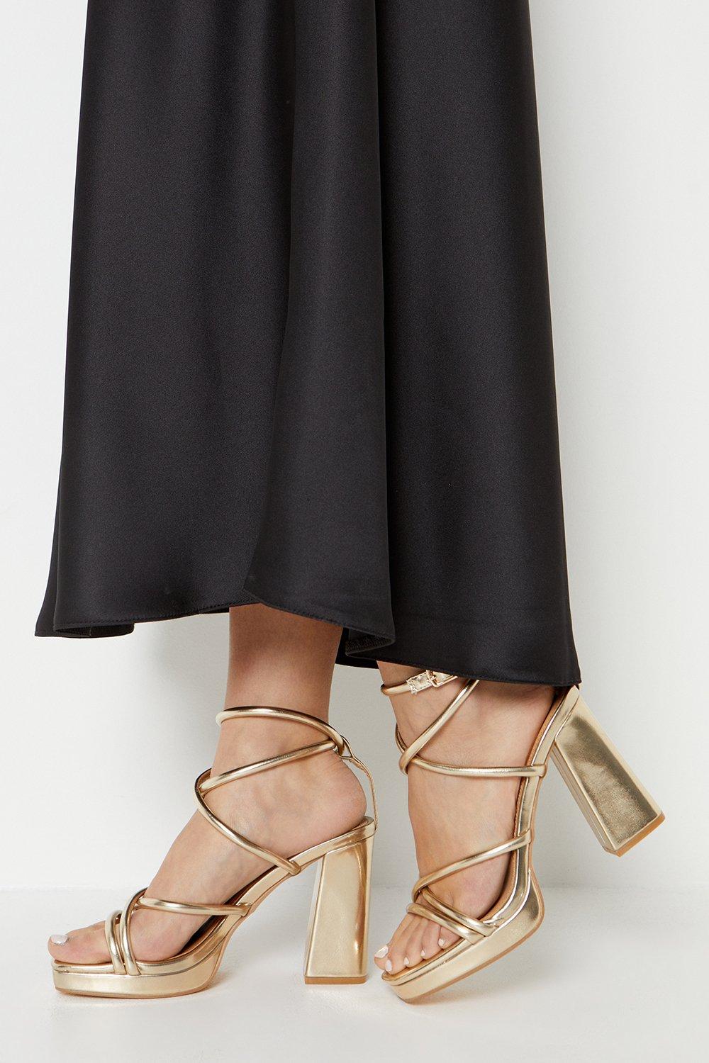 Rose gold lace up clearance block heels