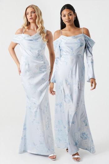 Related Product Printed Long Sleeve Cowl Bridesmaids Dress