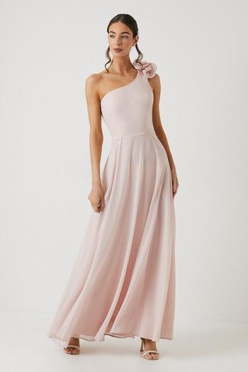 Related Product Shimmer Chiffon Corsage One Shoulder Bridesmaids Dress
