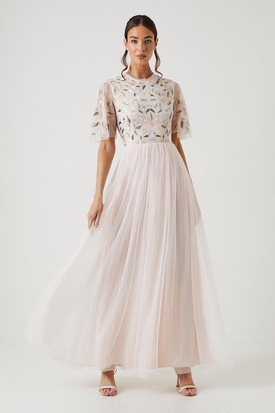 Coast Wildflower Embroidered Top Mesh Skirt Bridesmaids Dress 1